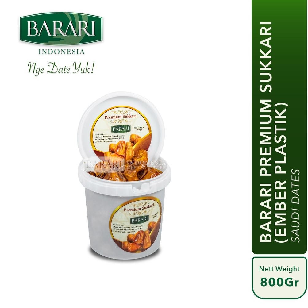 

Kurma Barari Premium Sukkari 800 Gr (Kemasan Ember Plastik) Saudi Arabia