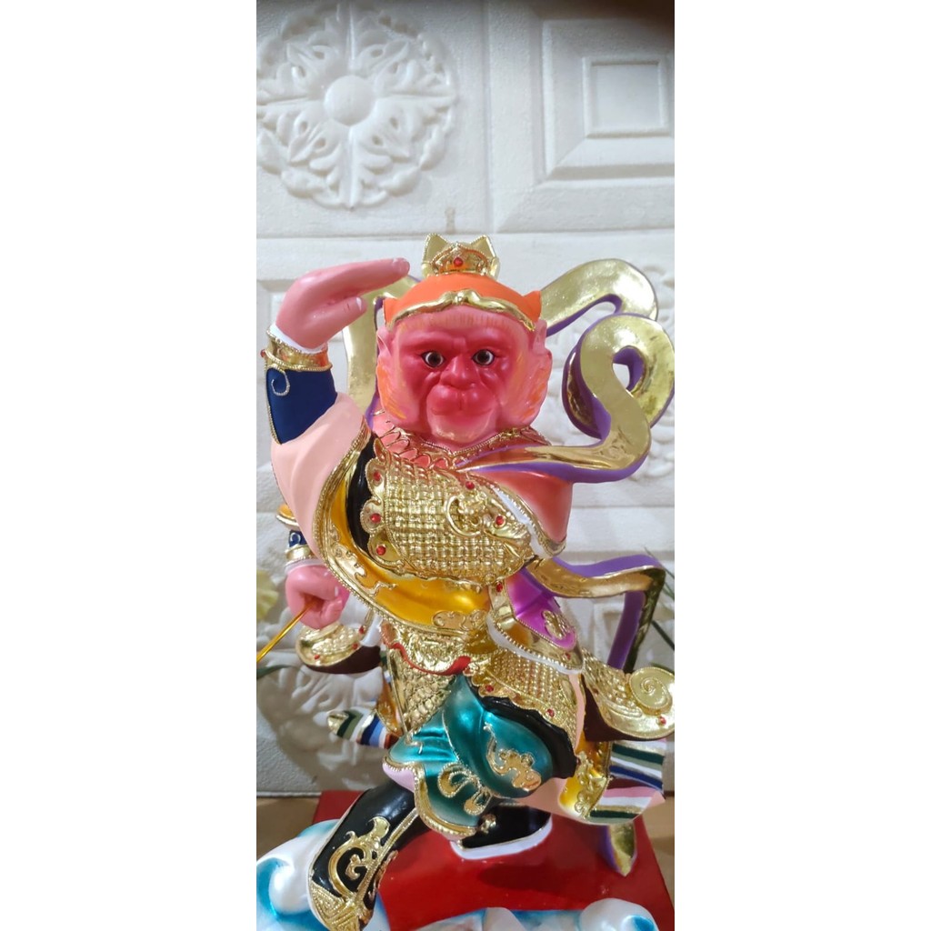 Patung Dewa Kera Sakti / Sun Go Kong - 12 Inch - Kayu - S Ready