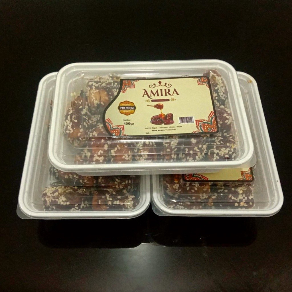 

Buah Kurma Amira Berlumuran Madu Asli Almond Wijen Premium Tanpa Biji 400g