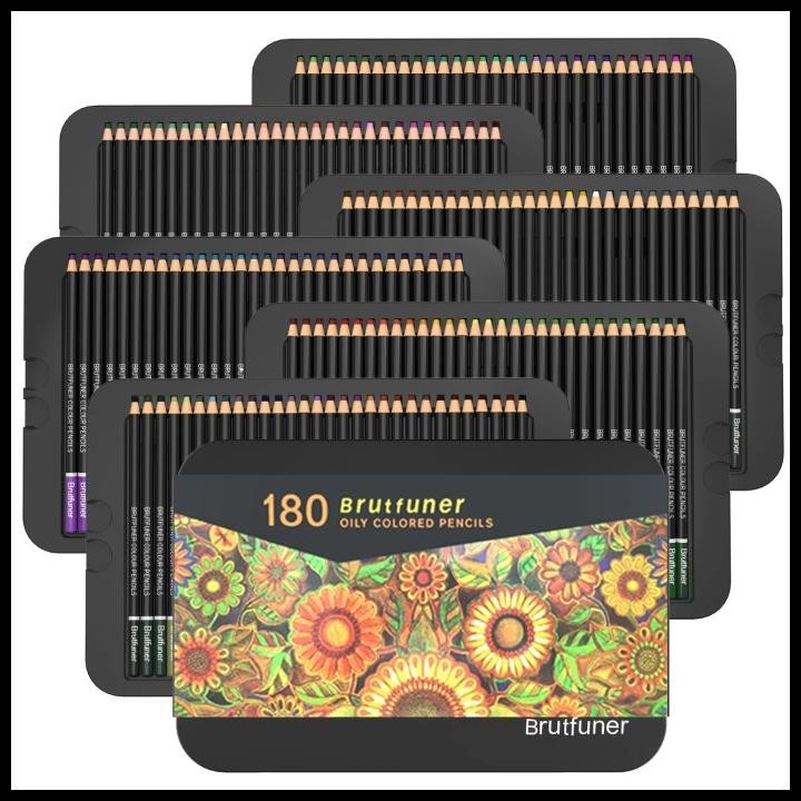 

Brutfuner 180 Colors Professional Oil Color Square Pencils Set Tinbox