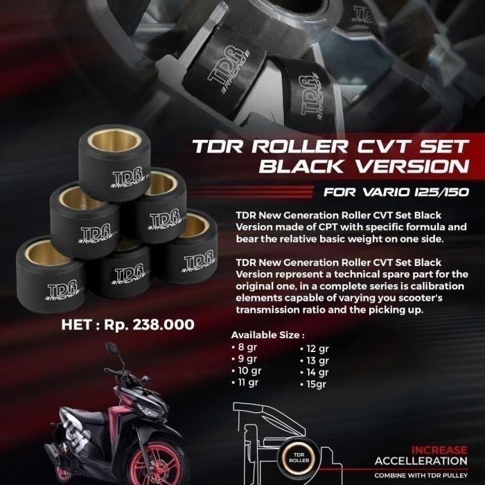 Roller TDR Black Teflon 13 Gram Original For Vario 160-PCX 160-ADV 160 Import Premium