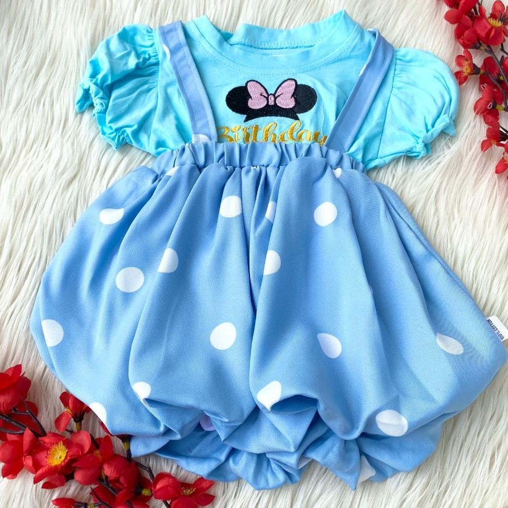 Baju dress balon motif polkadot lucu gemes fashion anak bayi cewek perempuan baby girl 0-6bulan mura
