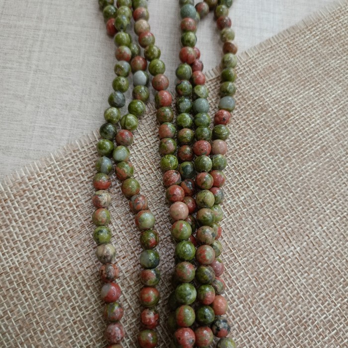 

Bahan Batu unakite 6mm natural hijau