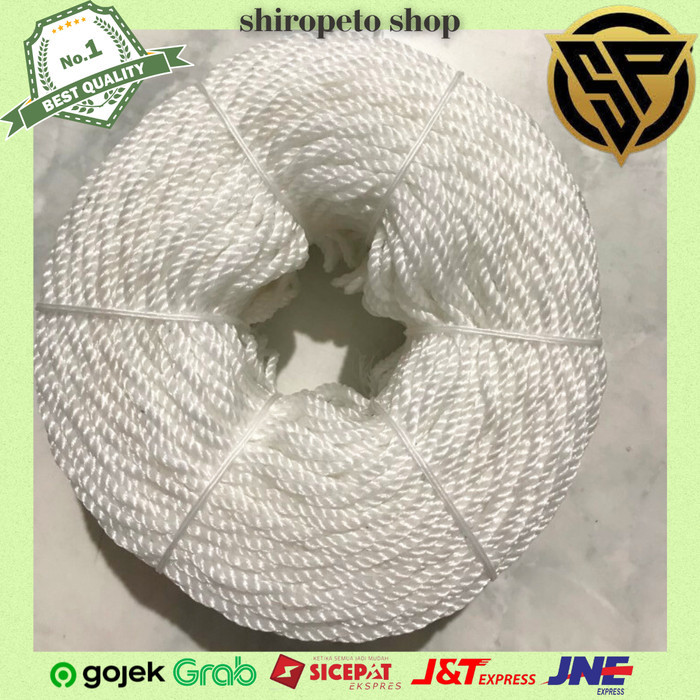 TERLARIS Tali Tambang 3mm 1roll Tali Nilon Plastik Putih Tambang Nylon PE