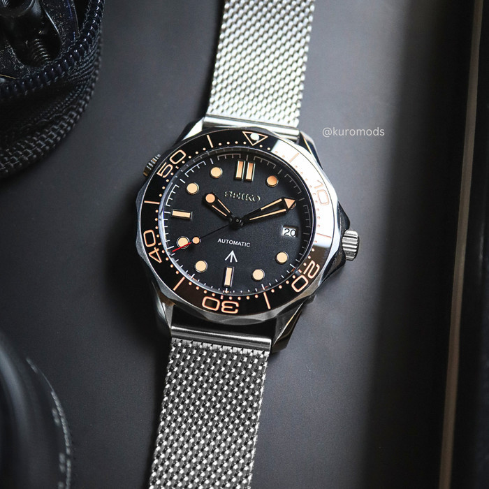 TERLARIS Seiko Mod Seamaster 007 Milanese Steel Bracelet NH 35 Automatic