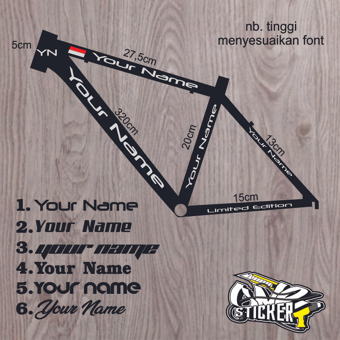 TERBARU cutting sticker frame sepeda custom nama