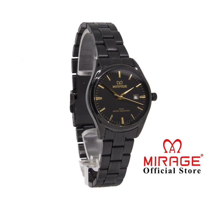 JAM TANGAN WANITA MIRAGE ORIGINAL 8708L HITAM FULL BLACK MODEL BARU