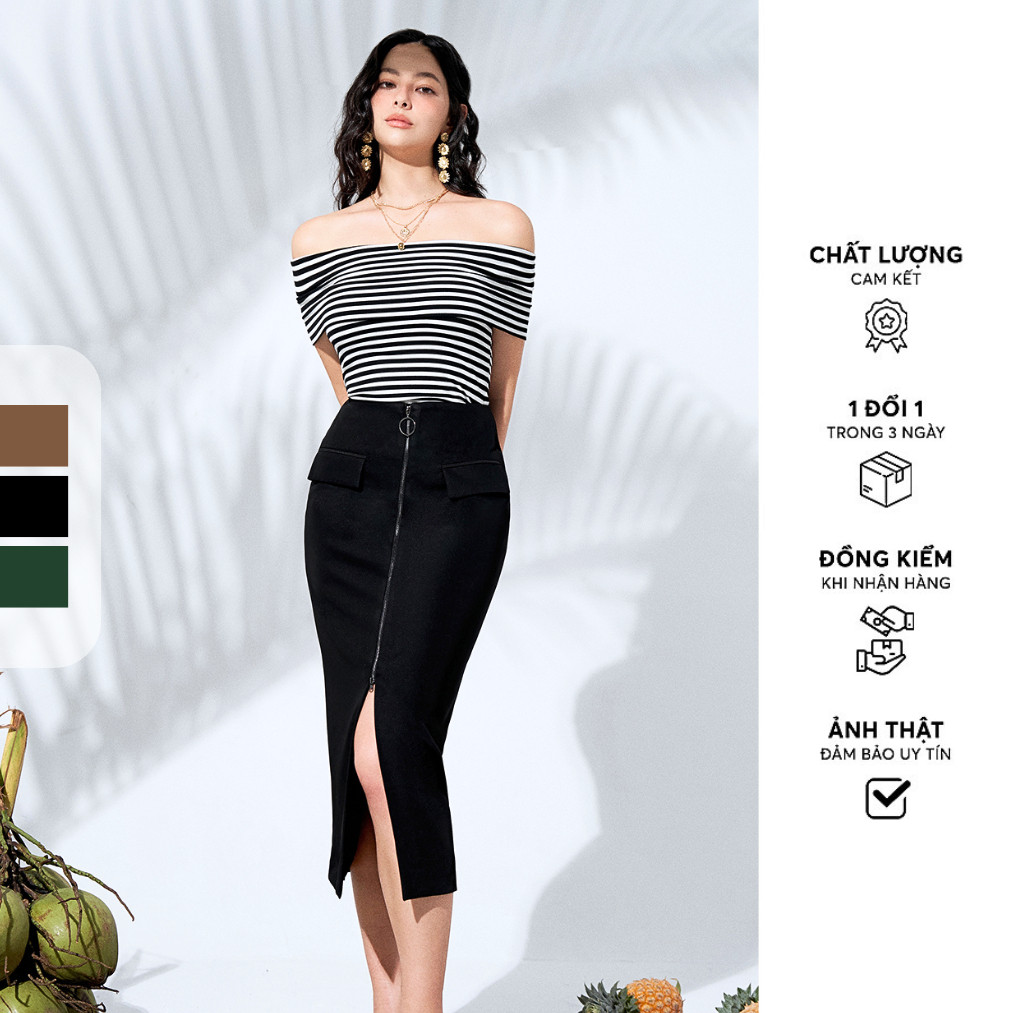 Rok midi tulle krem ​​coklat, hitam, hijau tua dengan gesper logam 411SK2003 GAUN ADORE |YVFKgpk1|