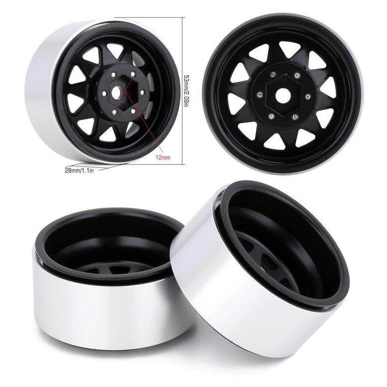 4 PCS VELG DEEP DISH BEADLOCK 1.9 VELG CELONG SCX10 TRX4 1/10