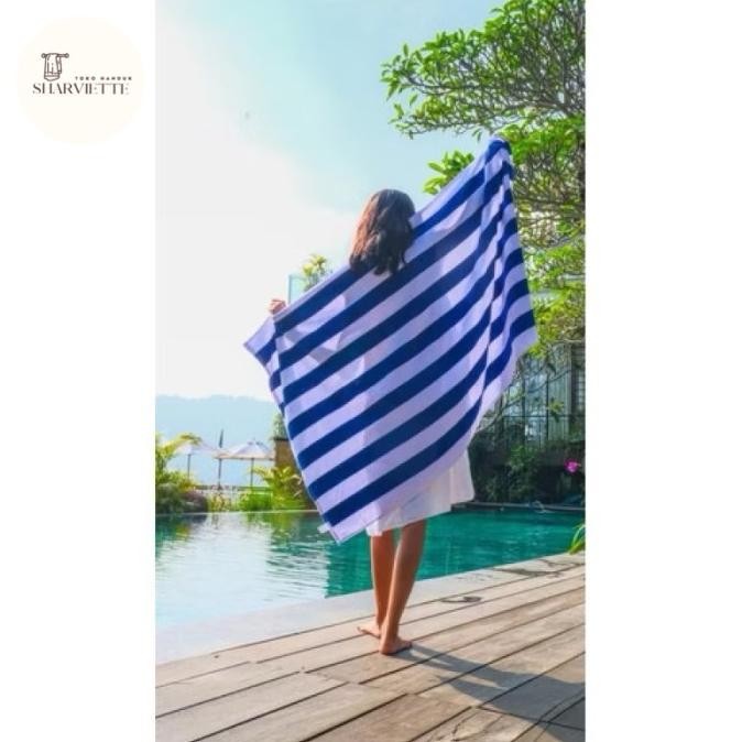 Murah Handuk Pantai Dtripes Katun Premium Berat 1075Gr Full Cotton Combed 30S/2 Ukuran 90X180Cm
