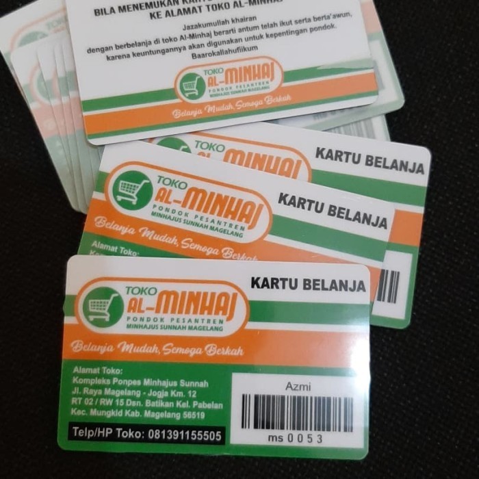 

member card pvc 2 muka paket1000pcs