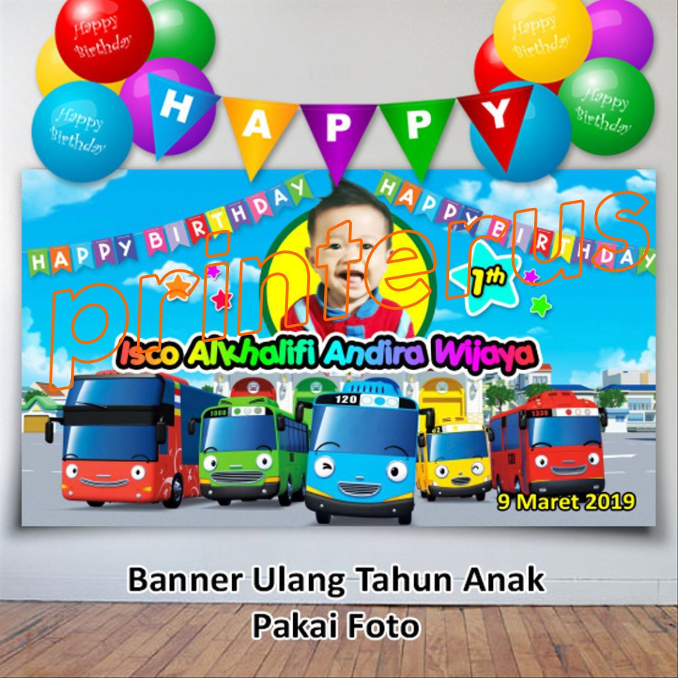 Backdrop Ulang Tahun Anak Tema Tayo – Banner Spanduk MMT Custom Desain Lucu Bisa COD Promo Murah