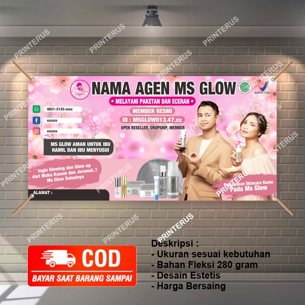 Spanduk AGEN MS Glow 60x160cm Bisa COD Tanpa Tiang