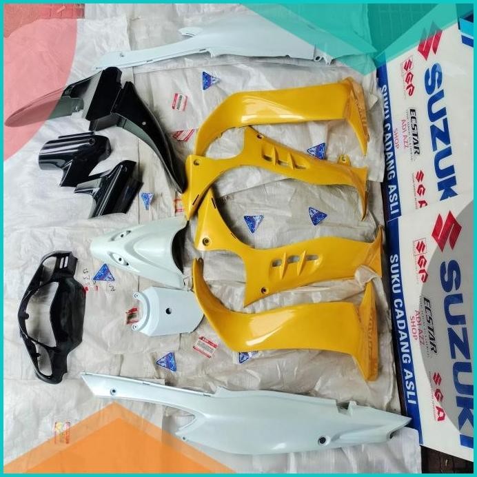 full body set cover bodi satria hiu lscm kuning putih original sgp 07D
