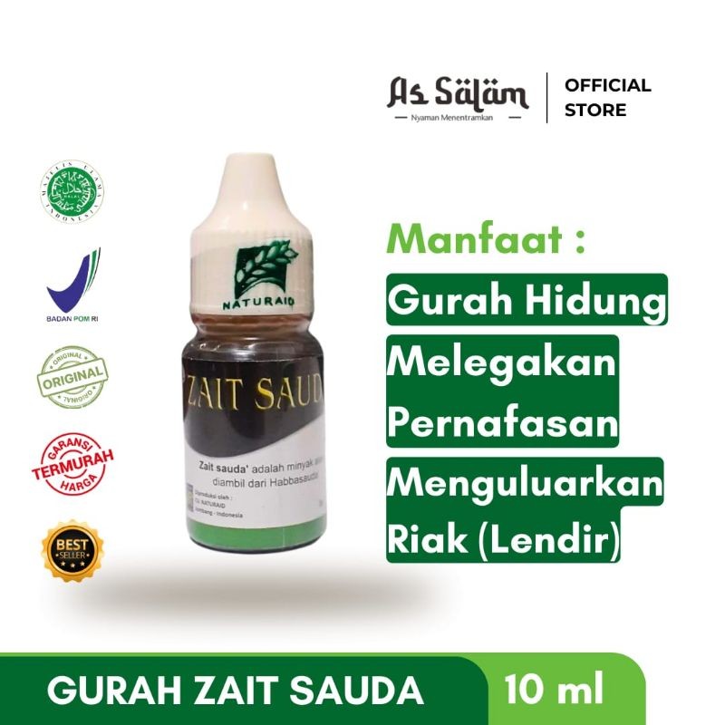 Gurah Hidung Zait Sauda Obat Pilek Flu dan Batuk Menghilangkan Lendir dan Riak - 10 ml