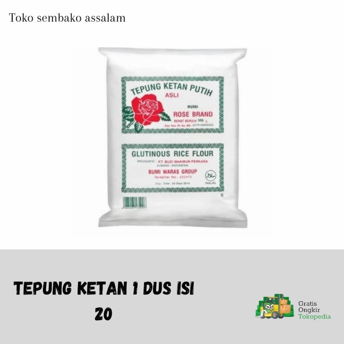

TERLARIS! tepung ketan rose brand 1 dus 500gram - isi 20