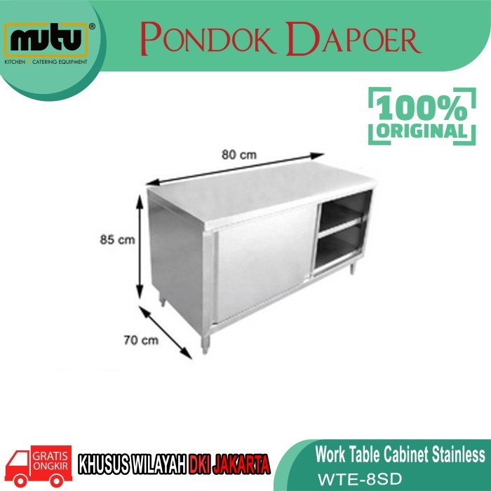 

Work Table Cabinet Stainless Lemari Penyimpanan Pintu Geser Wte-8Sd Murah
