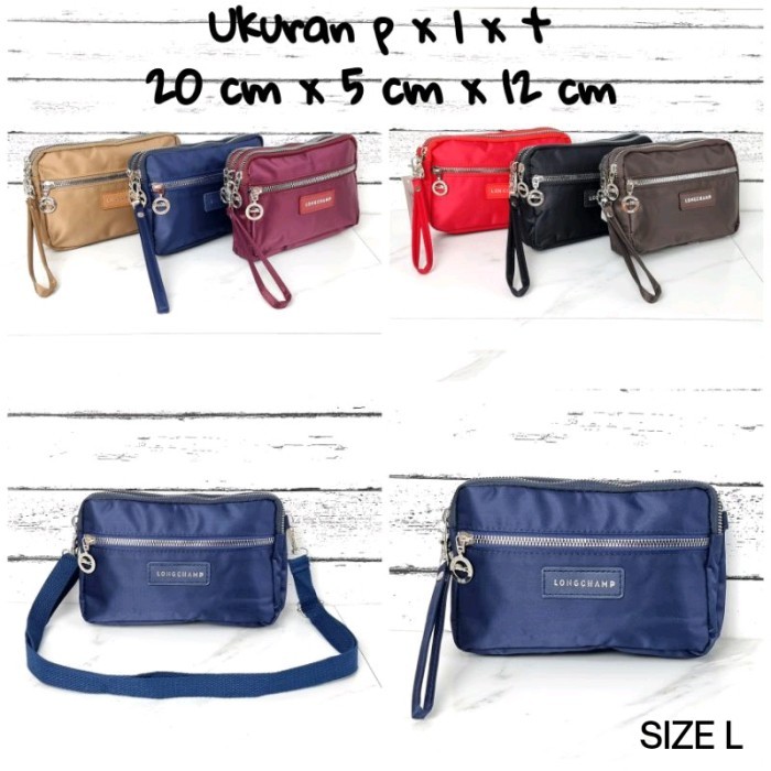 DOMPET HP WANITA POUCH SELEMPANG 4 RESLETING BESAR ORI