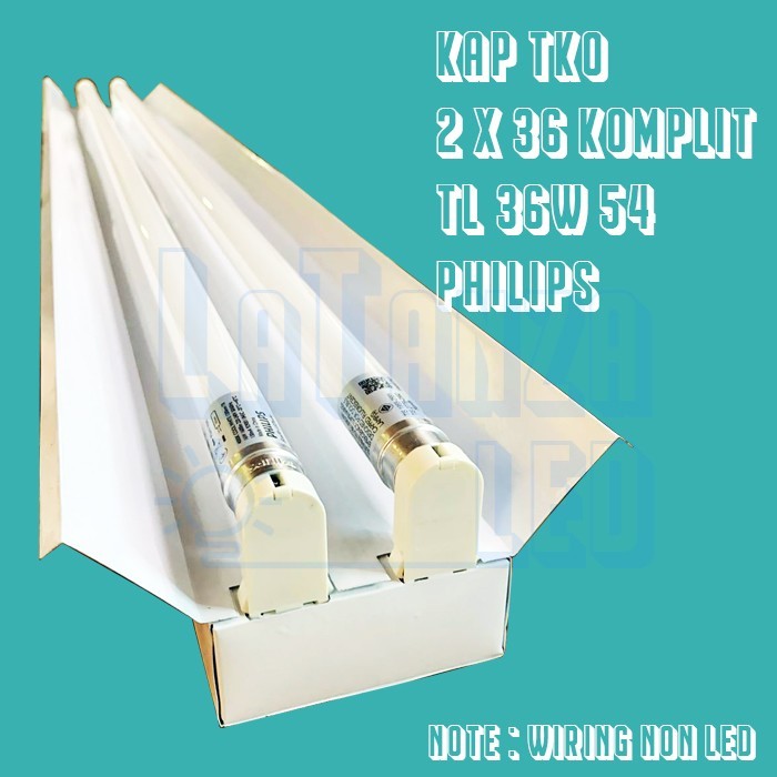 HOT SALE Kap Lampu TKO TL 2x36 120cm kap TKO TL 2 x 36 Philips Komplit non led