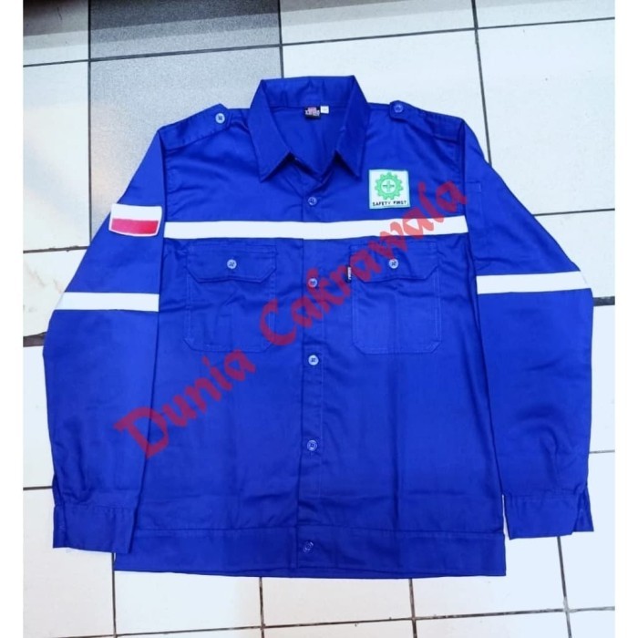Baju Kerja Safety / Seragam Safety Twins Warna Biru / Baju Proyek