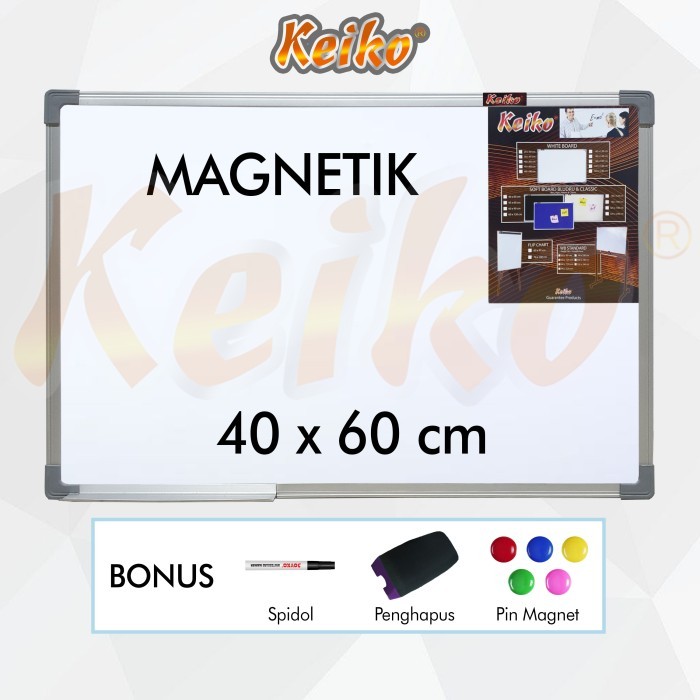 

TERLARIS! Papan Tulis Whiteboard Gantung Magnet Single Face Keiko 40 x 60 cm