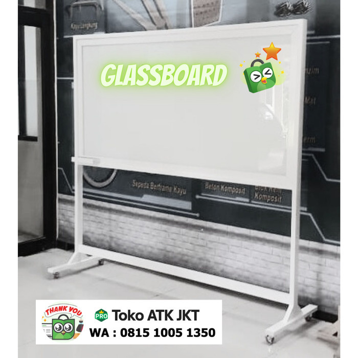 

TERBARU! Glassboard Standing Papan Tulis Kaca Magnetik Whiteboard Custom
