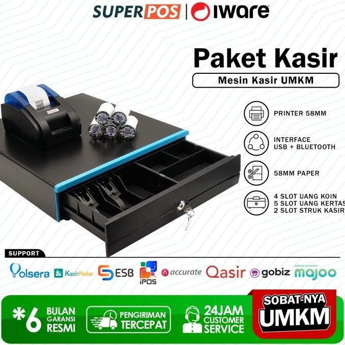 Mesin Kasir Android Printer Bluetooth Laci Kasir Cash Drawer 5 Slot