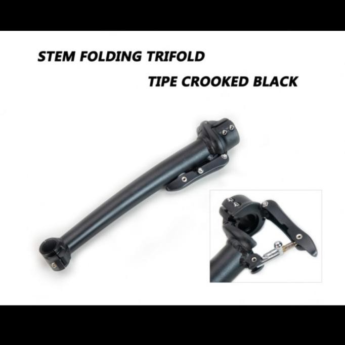 handlepost sepeda lipat lengkung 37cm trifold
