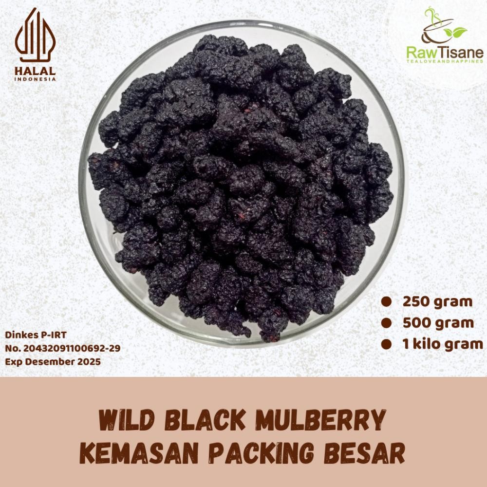 

RAW TISANE Dried Wild B Mulberry Fruit Tea / Teh Buah Murbei Hitam Kering Isi 1 Kg