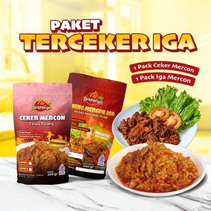

Paket Terceker Iga (1 iga mercon + 1 ceker mercon) Tanpa Tulang Bolosego