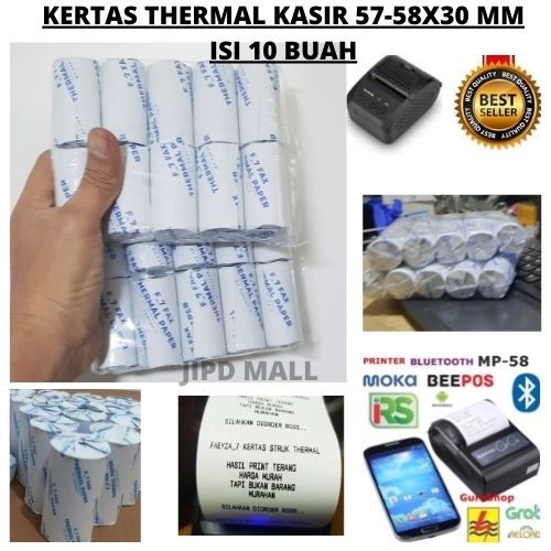 

TERLARIS! Kertas Thermal 57x30 mm 58x30 mm Sokopaper Spot EDC isi 10 pcs 113118