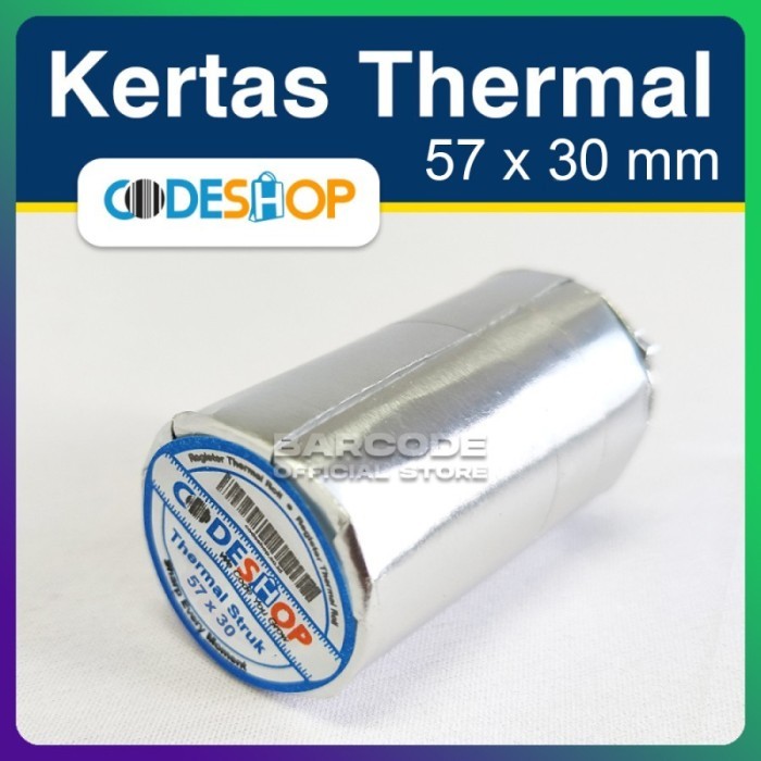 

TERLARIS! Kertas Thermal Printer Codeshop 57 x 30 mm Isi 100 Roll