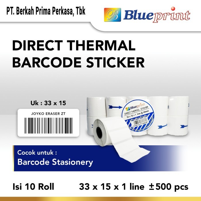 

Direct Thermal Sticker / Label Stiker BLUEPRINT 33x15x1 Isi 10 Roll
