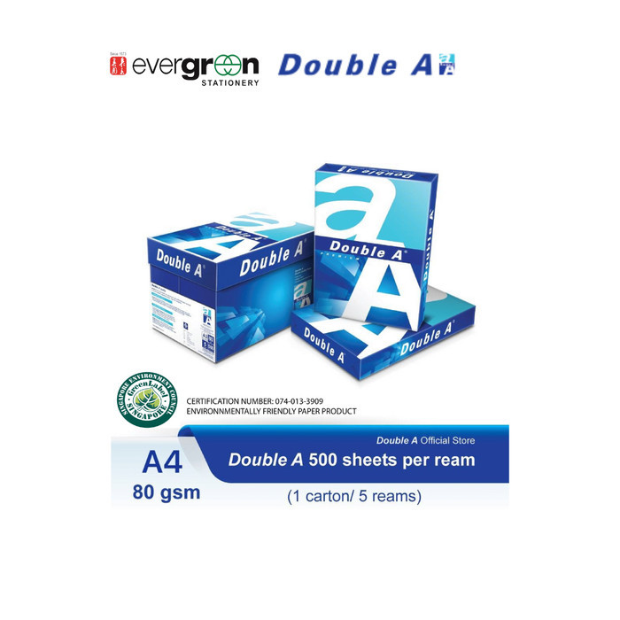 

Double A A4 / 80GSM Papers Per Carton (5 Reams Per Carton)