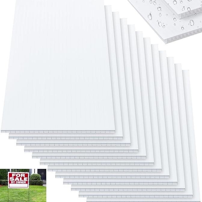 

12 Pcs Corrugated Plastic Board 4Mm Thick Waterproof White Blank