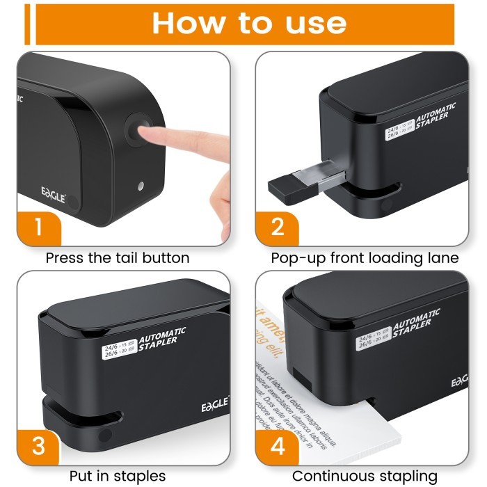

EAGLE automatic electric Stapler, free 2000 staples, 20-sheet capacity, Dual power supply,