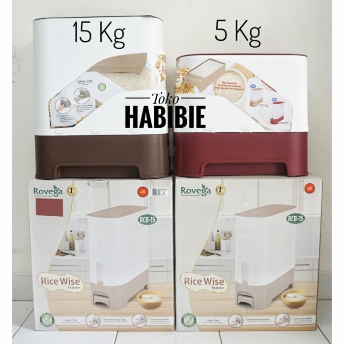 ROVEGA Rice Wise Box Tempat Kotak Wadah Beras 15 kg 5 kg