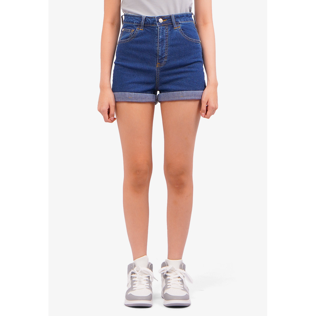 COLORBOX Roll Up Denim Shorts Med Blue