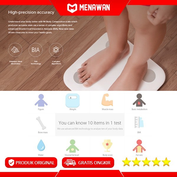 Xiaomi Mi Smart Scale Body Composition Scale Timbangan Badan Body Fat