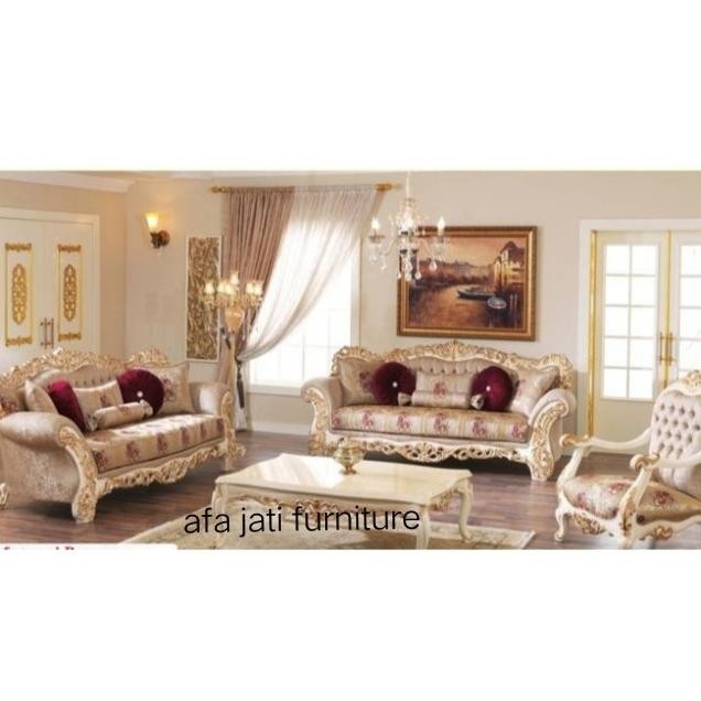 kursi sofa ukir mewah tamu klasik furniture rumah jati royal