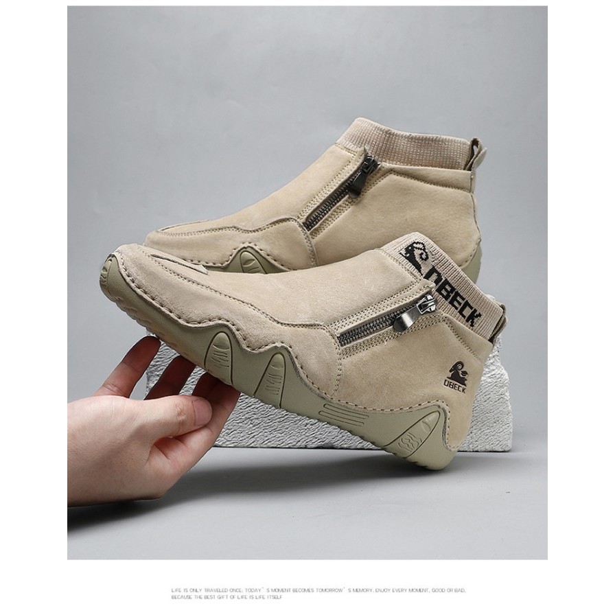 Kulit Sepatu Boots Pria Resleting Casual Tinggi Formal Footwear Kekini