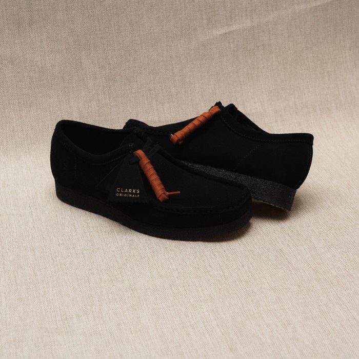 Clarks Originals Wallabee Shoes Black Suede