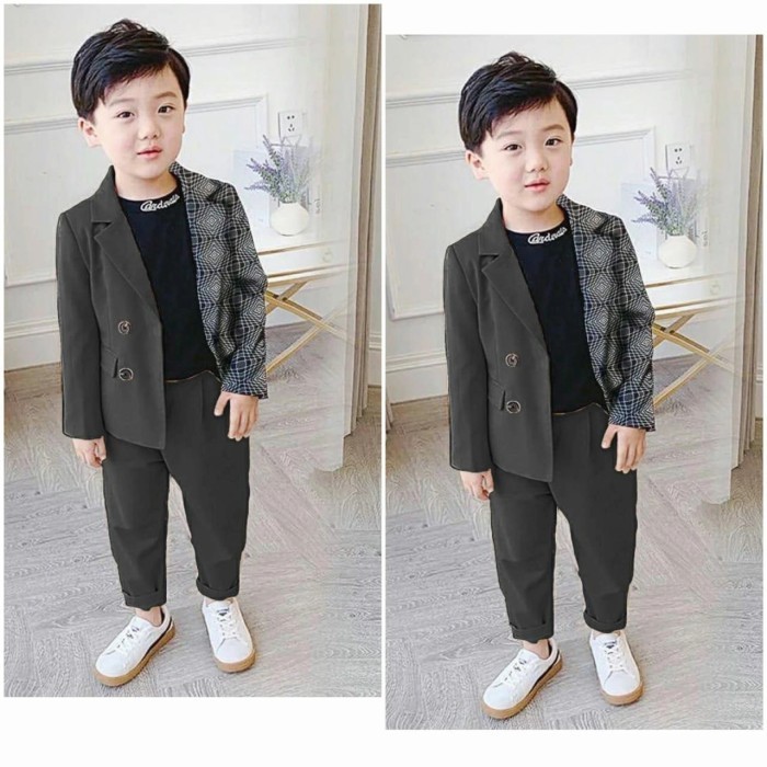 CHL BAJU SETELAN ANAK LAKI LAKI 4 - 6 TAHUN SET 3IN1 COMBI BLAZER KENKEN SGA