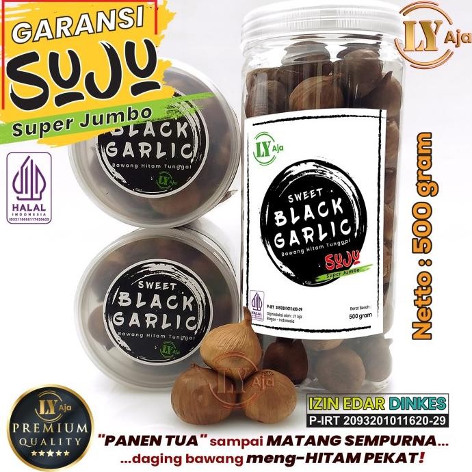 

SUPER JUMBO PREMIUM Bawang Hitam Tunggal 500 Gram LY Aja Black Garlic