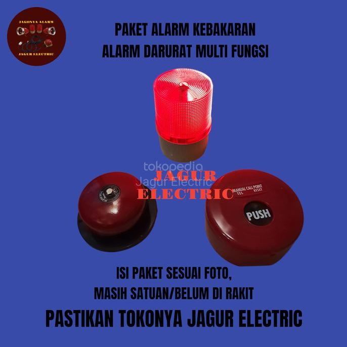 TOMBOL FIRE ALARM+BELL KRING+LAMPU ROTARY(PAKET ALARM KEBAKARAN)