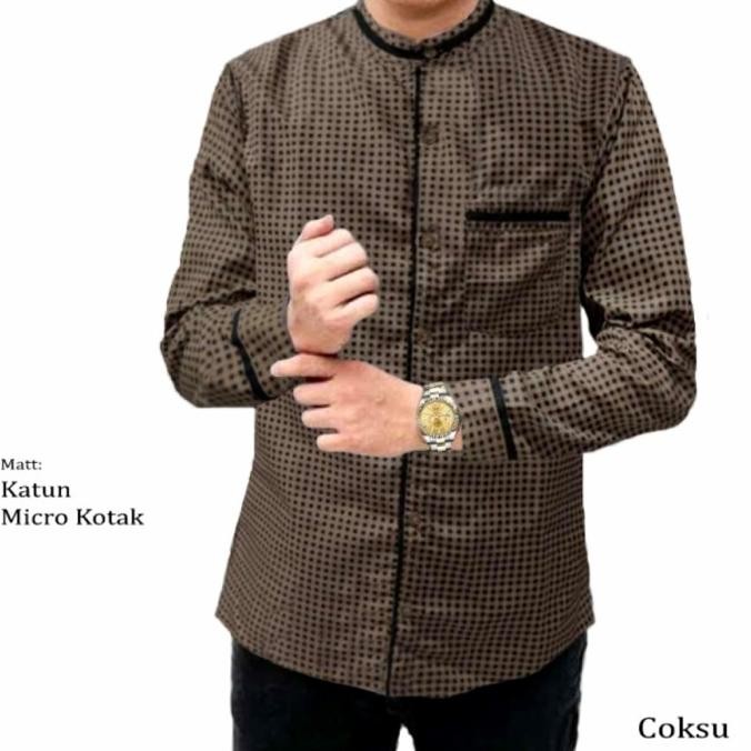 kemeja koko pria lengan panjang Kotak Kotak Terlaris