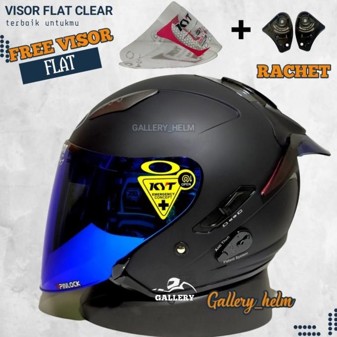 HELM KYT GALAXY HITAM DOFF | PAKET GANTENG KYT DOUBLE VISOR Terlaris