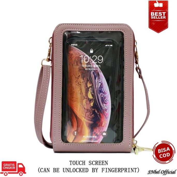 Tas selempang dompet HP wanita mini kulit impor Touch Screen murah Terlaris