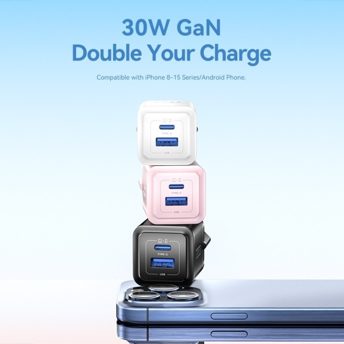 

SALE TERLARIS KEPALA CHARGER VENTION CHARGER ADAPTOR GAN FAST CHARGER DUAL PORT USB (A+C) 30W FAST