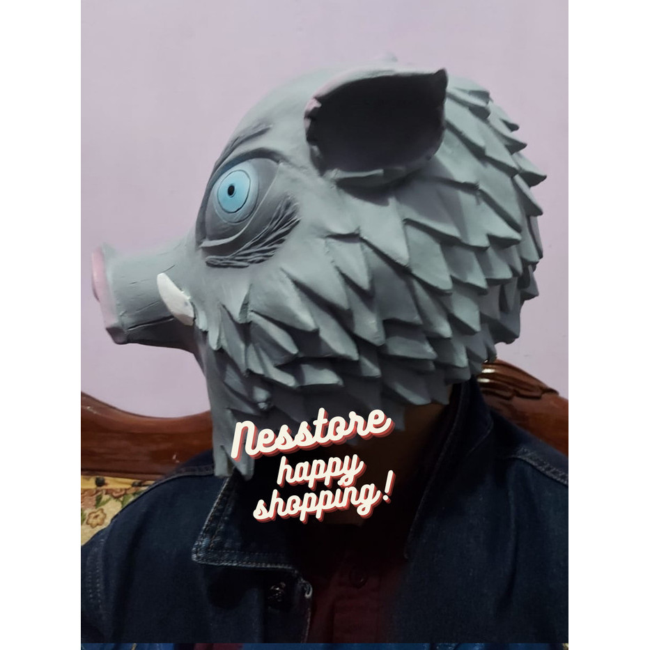 Topeng Babi Hashibira Inosuke Pig Bahan Latex Untuk Kostum Halloween